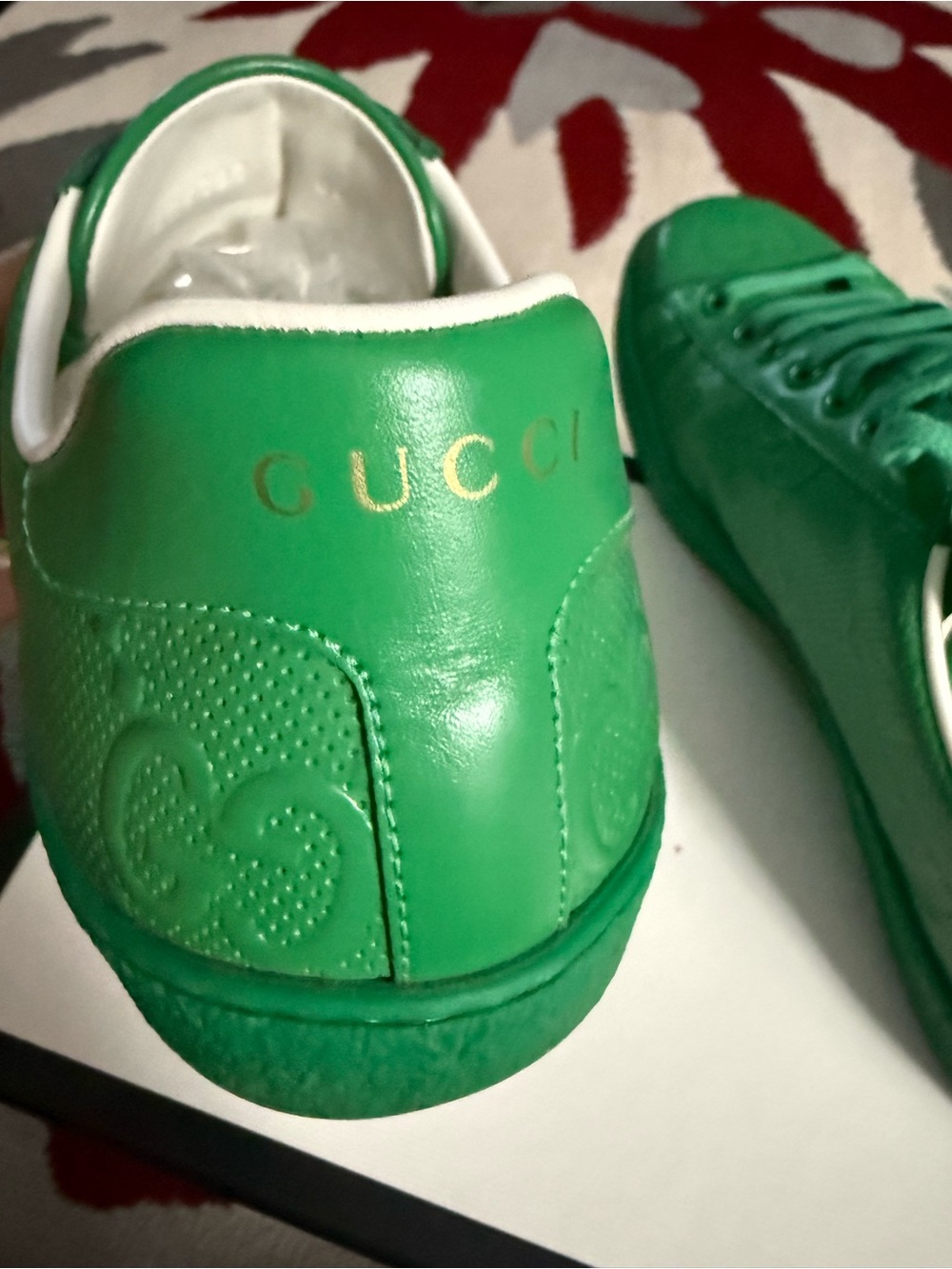 Gucci Green Embossed Leather Low-Top Sneakers - Picture 4 of 10